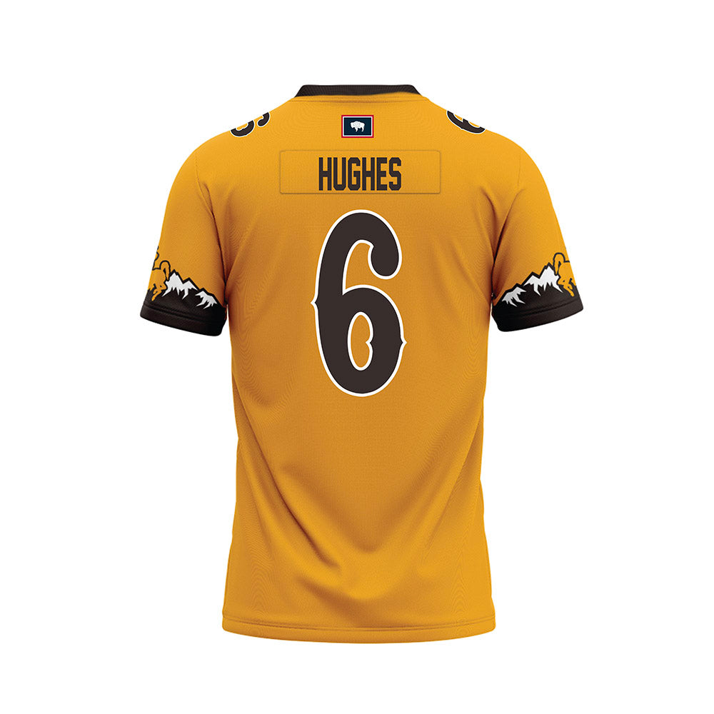 Wyoming - NCAA Football : Tyler Hughes - Gold Premium Football Jersey-1