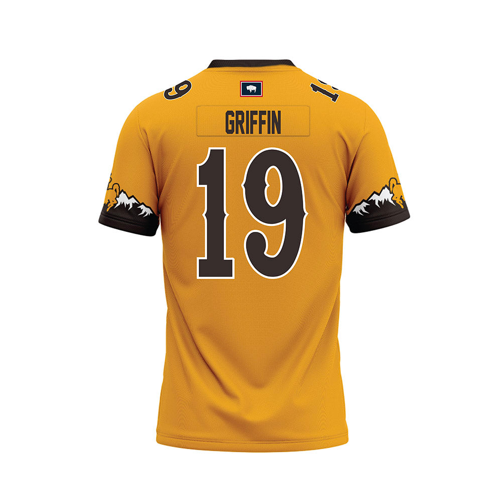 Wyoming - NCAA Football : Kendall Griffin - Gold Premium Football Jersey-1