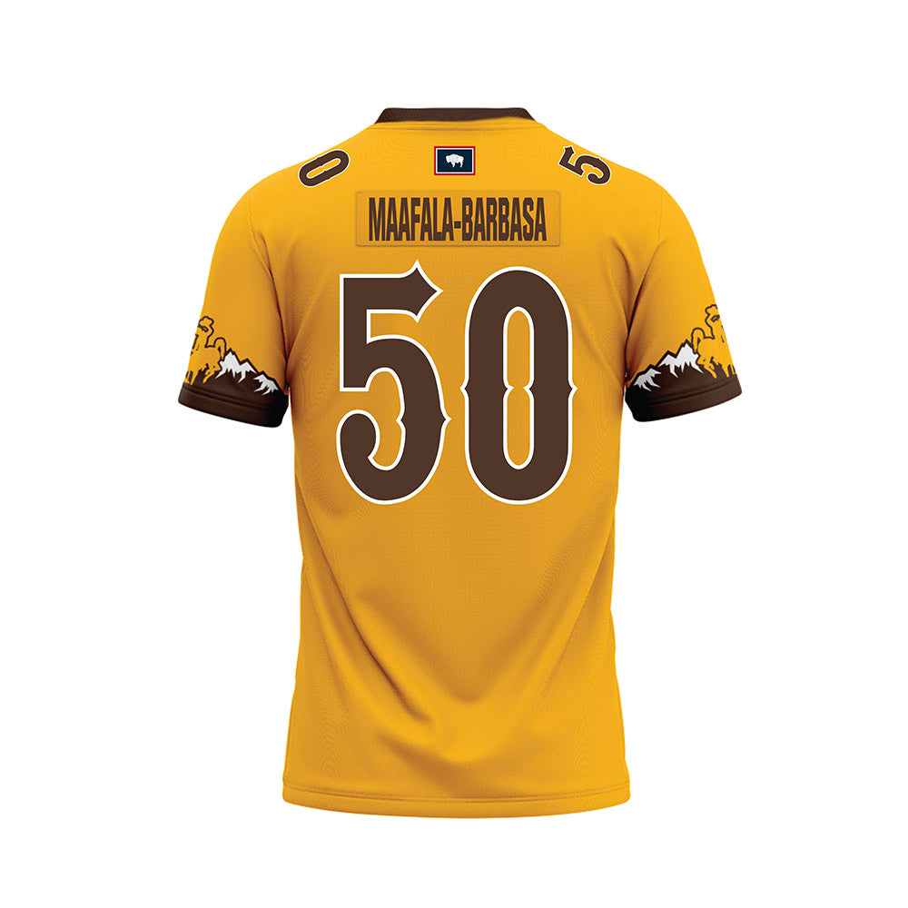 Wyoming - NCAA Football : Tanielu Maafala-Barbasa - Gold Premium Football Jersey-1