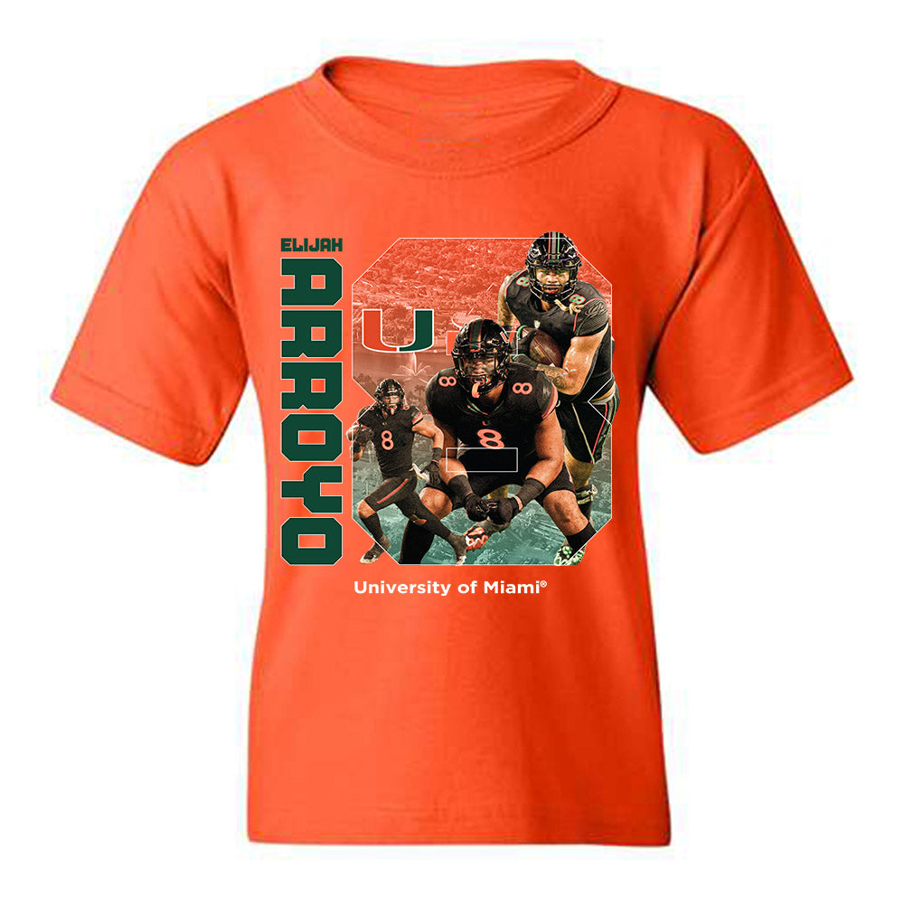 Miami - NCAA Football : Elijah Arroyo - Player Collage Youth T-Shirt