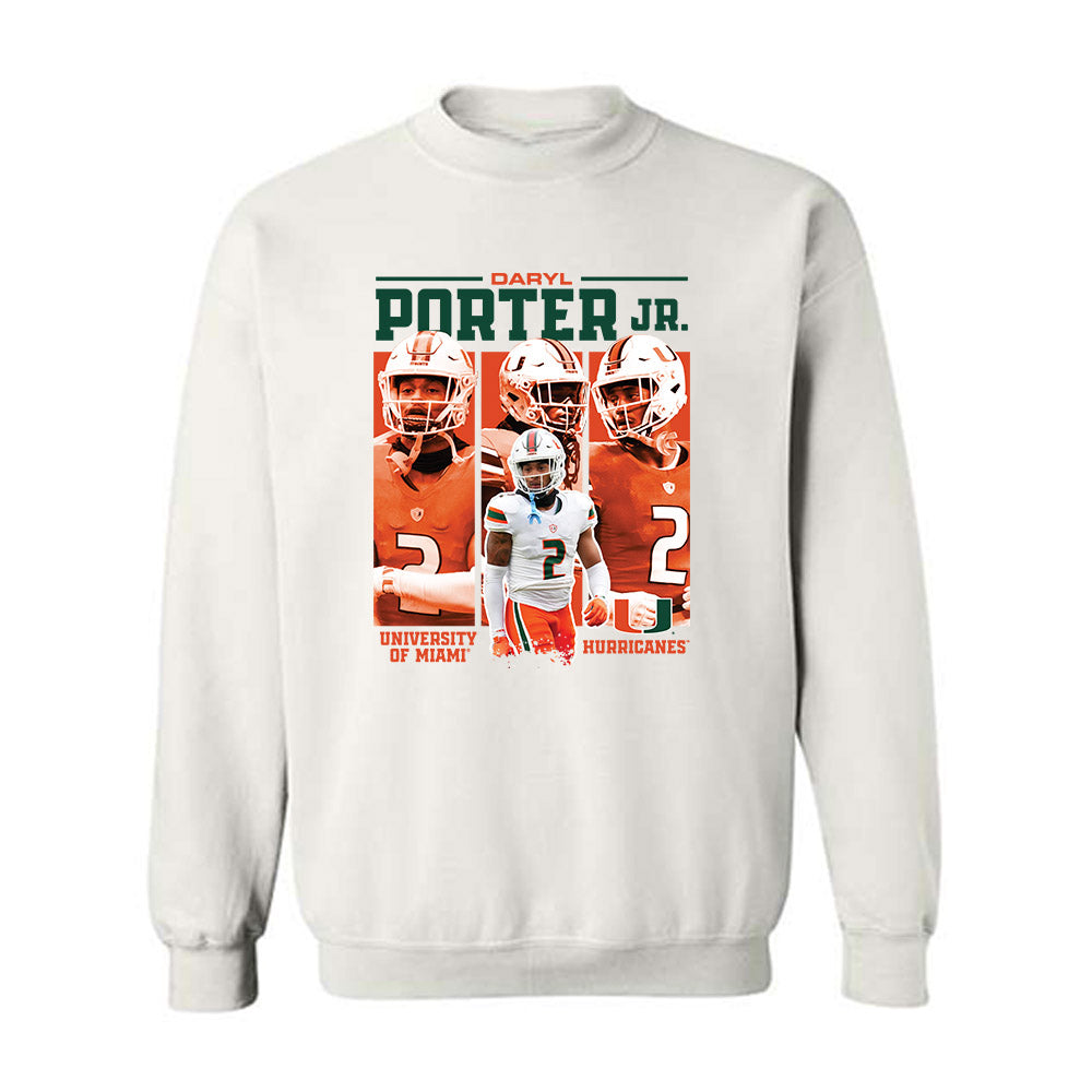 Miami - NCAA Football : Daryl Porter JR. - Player Collage Crewneck Sweatshirt