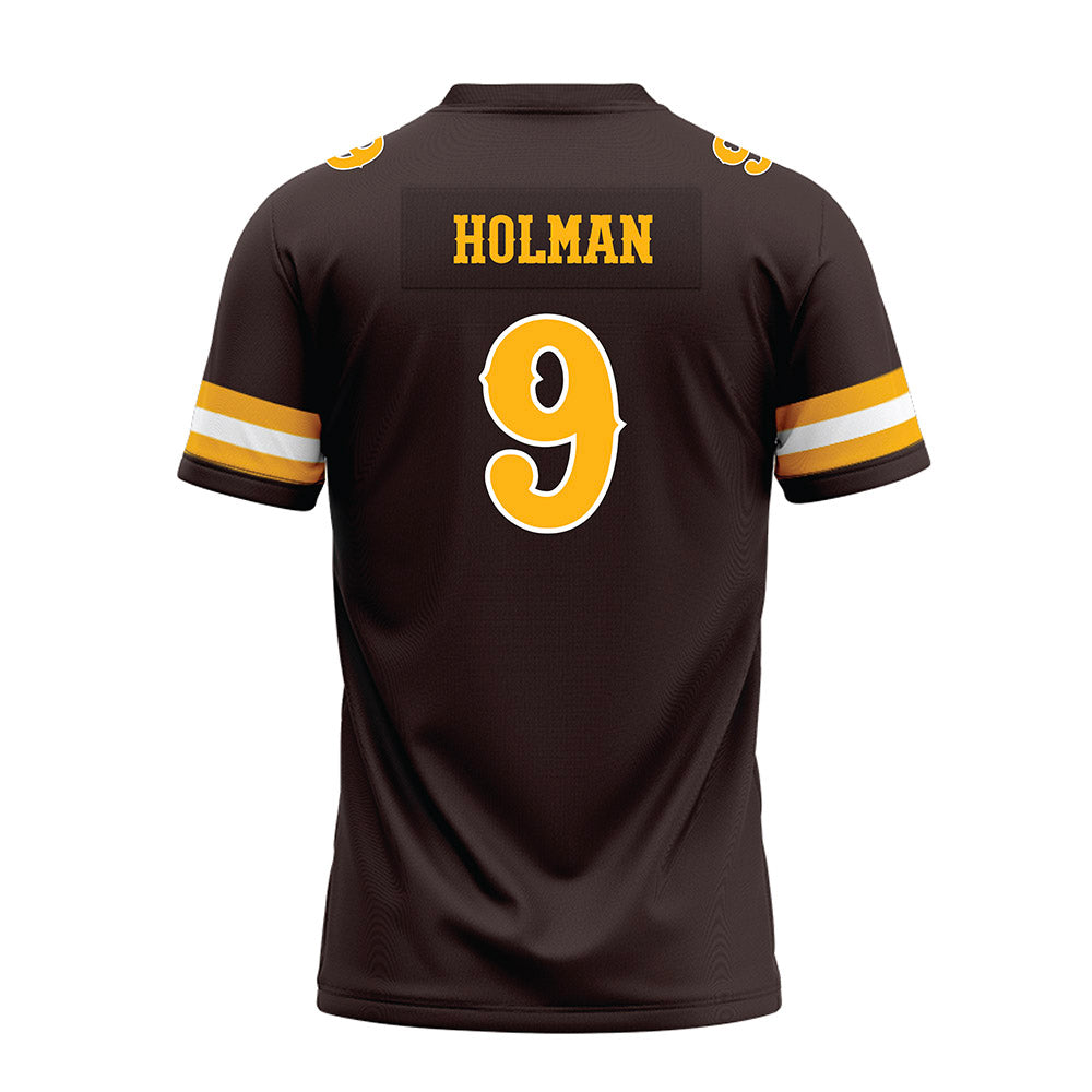 Wyoming - NCAA Football : Jackson Holman - Brown Premium Football Jersey-1
