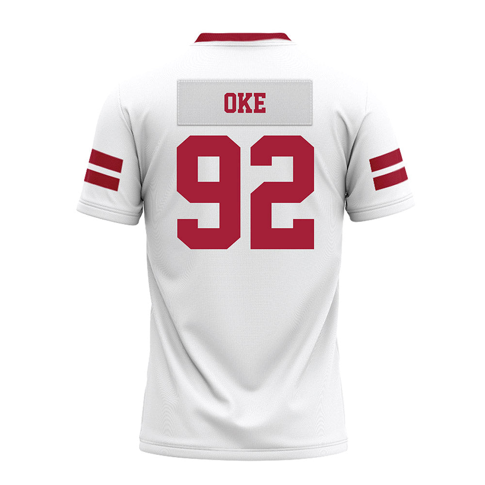 Arkansas - NCAA Football : David Oke - White Premium Football Jersey-1