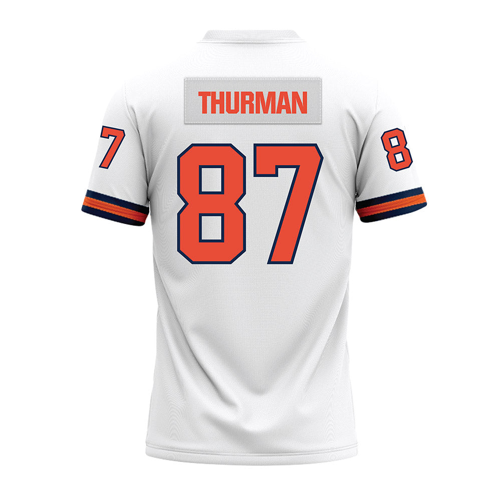 Illinois - NCAA Football : BJ Thurman - White Premium Football Jersey-1