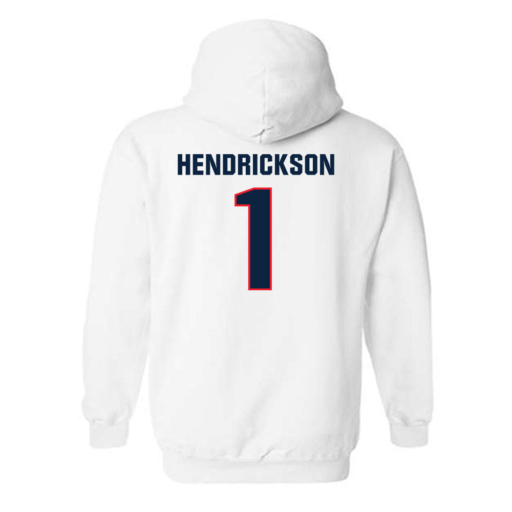 UConn - NCAA Men's Ice Hockey : Kam Hendrickson - Classic Shersey Hooded Sweatshirt-1