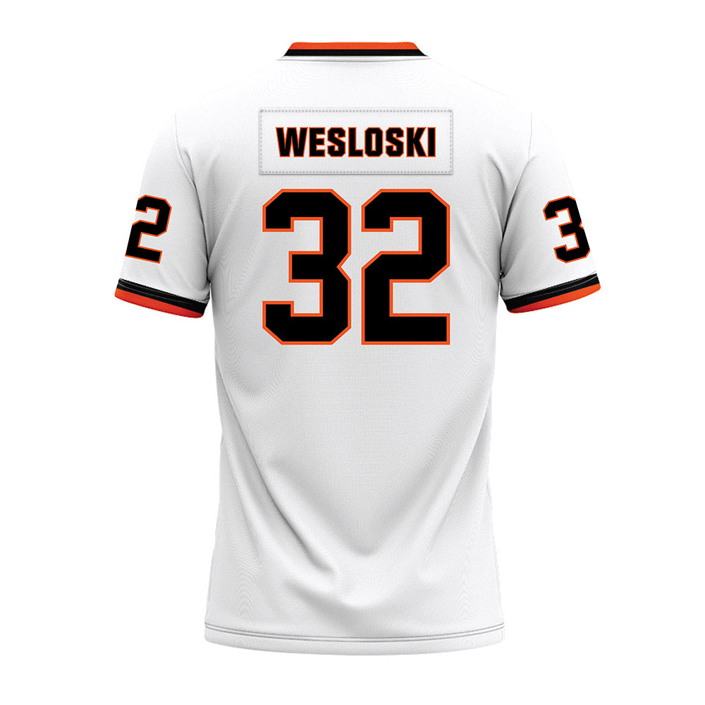 Oklahoma State - NCAA Football : Ethan Wesloski - White Premium Football Jersey-1