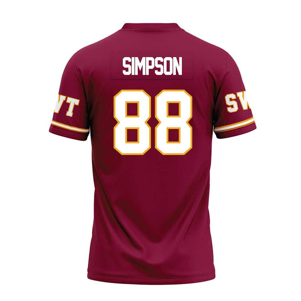 Texas State - NCAA Football : Jake Simpson - Maroon Premium Football Jersey-1
