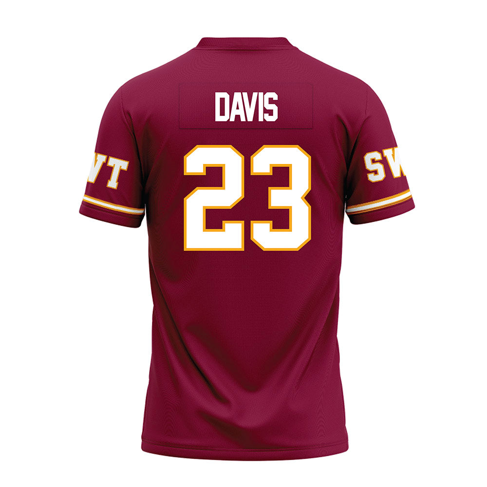Texas State - NCAA Football : Darius Davis - Maroon Premium Football Jersey-1