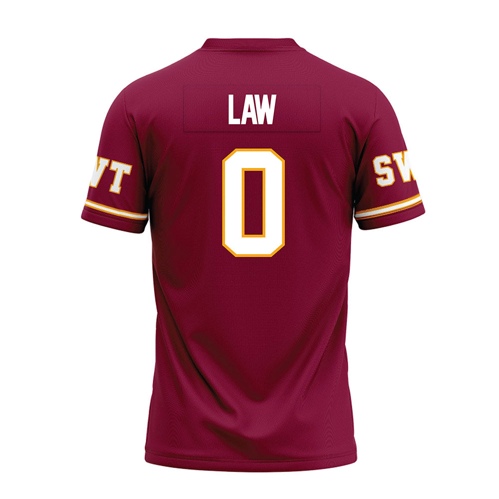 Texas State - NCAA Football : Jay Law - Maroon Premium Football Jersey-1