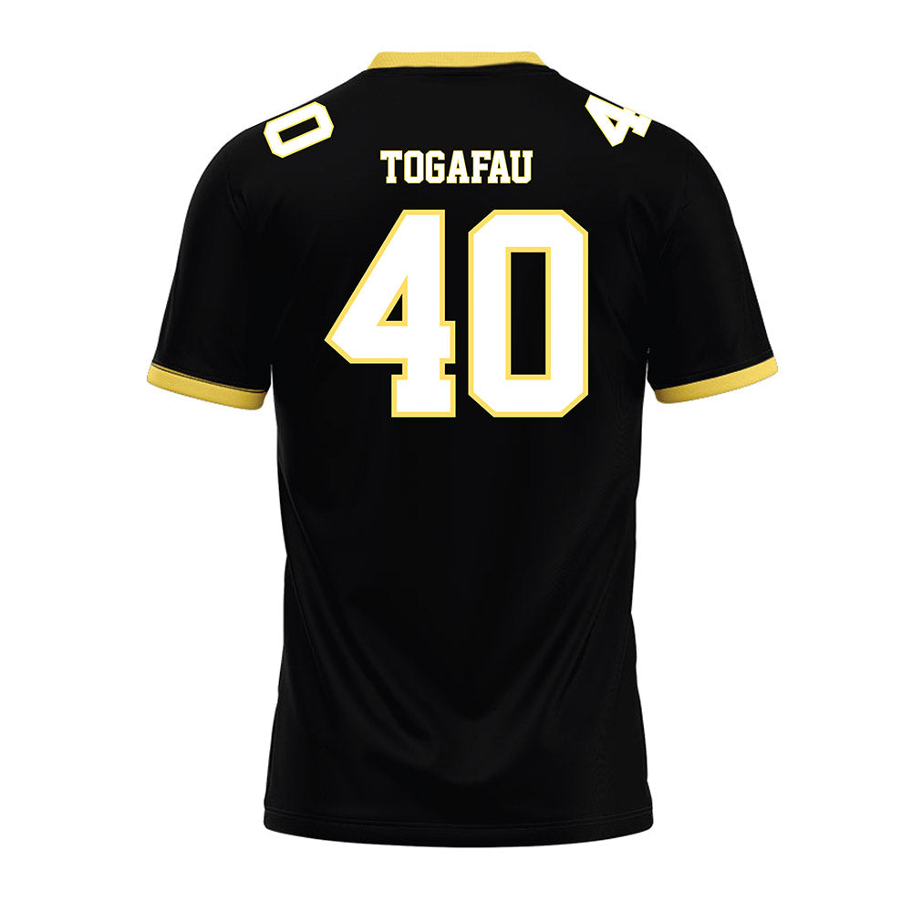PLU - NCAA Football : Braeden Togafau - Black Premium Football Jersey-1