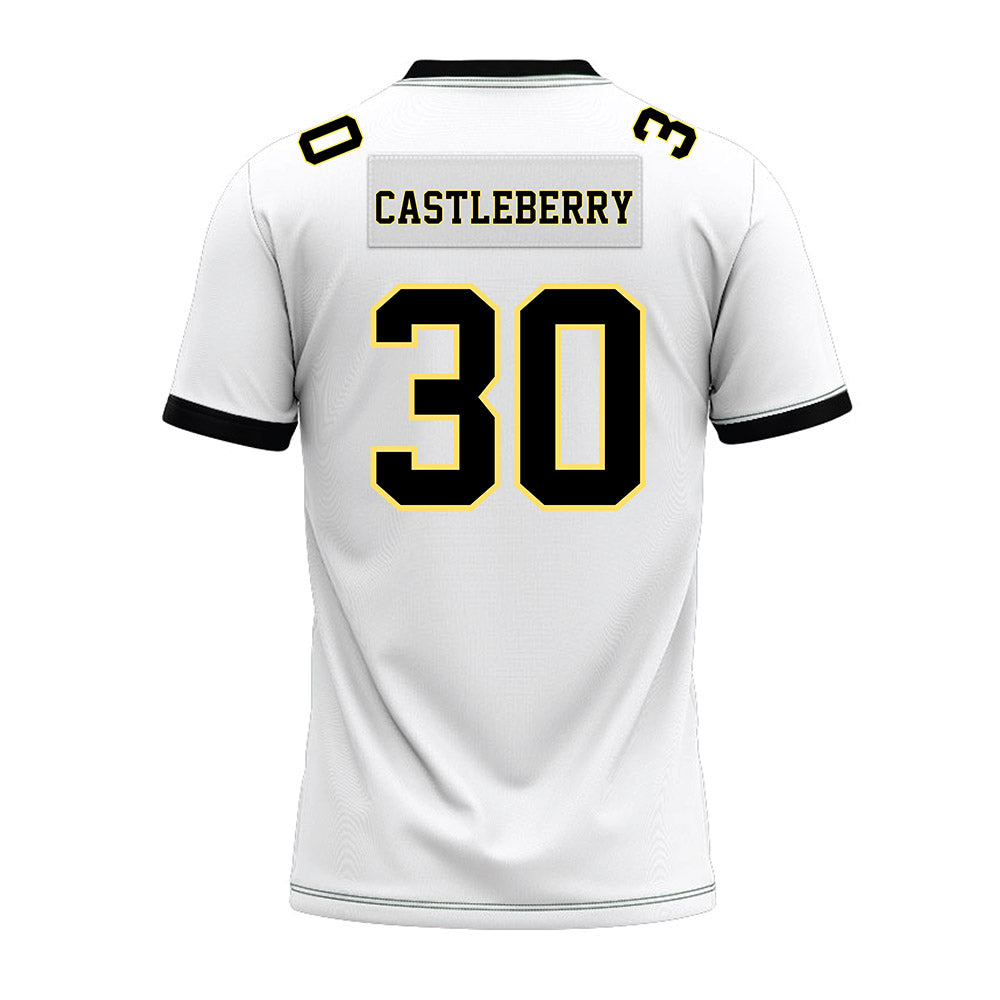 PLU - NCAA Football : David Castleberry - White Premium Football Jersey-1