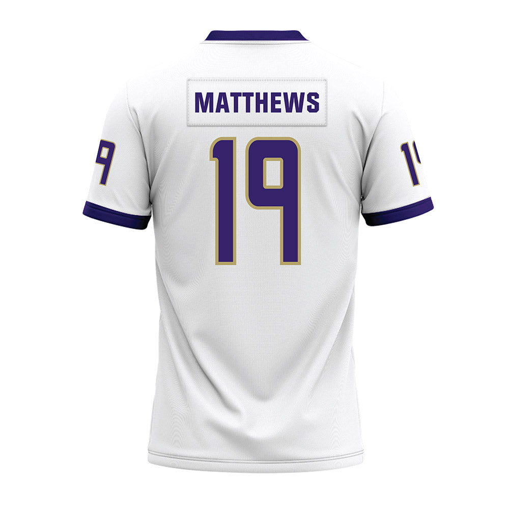 JMU - NCAA Football : Micah Matthews - White Premium Football Jersey-1