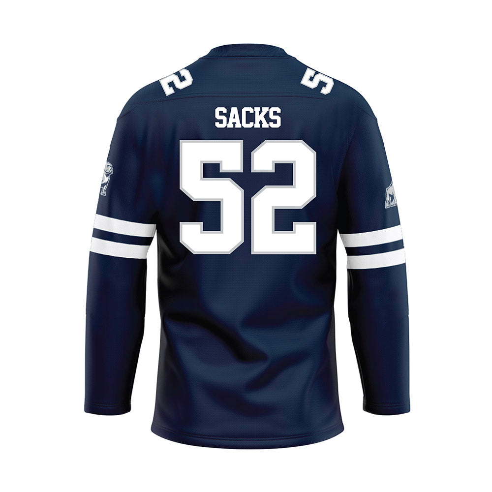 Samford - NCAA Football : Owen Sacks - Blue Hockey Jersey-1
