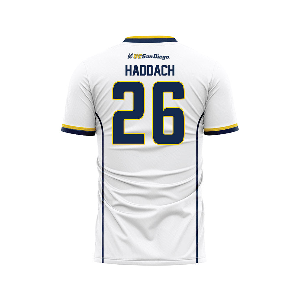 UCSD - NCAA Women's Soccer : Nadira Haddach - White Soccer Jersey-1