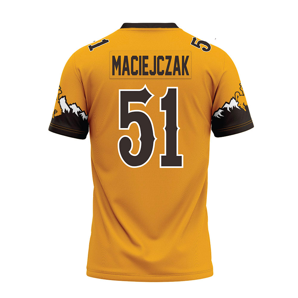 Wyoming - NCAA Football : Jason Maciejczak - Gold Premium Football Jersey-1