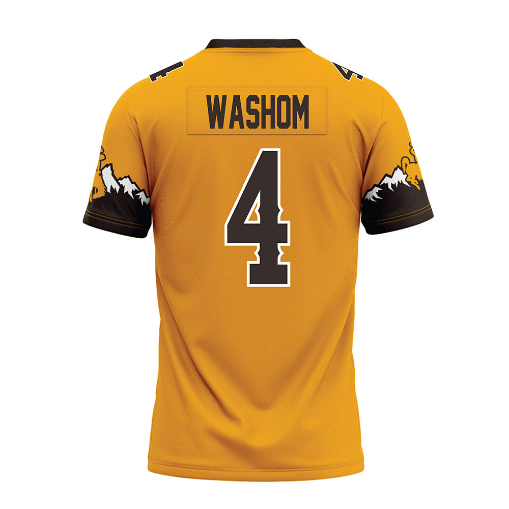 Wyoming - NCAA Football : Ke'Lyn Washom - Gold Premium Football Jersey-1