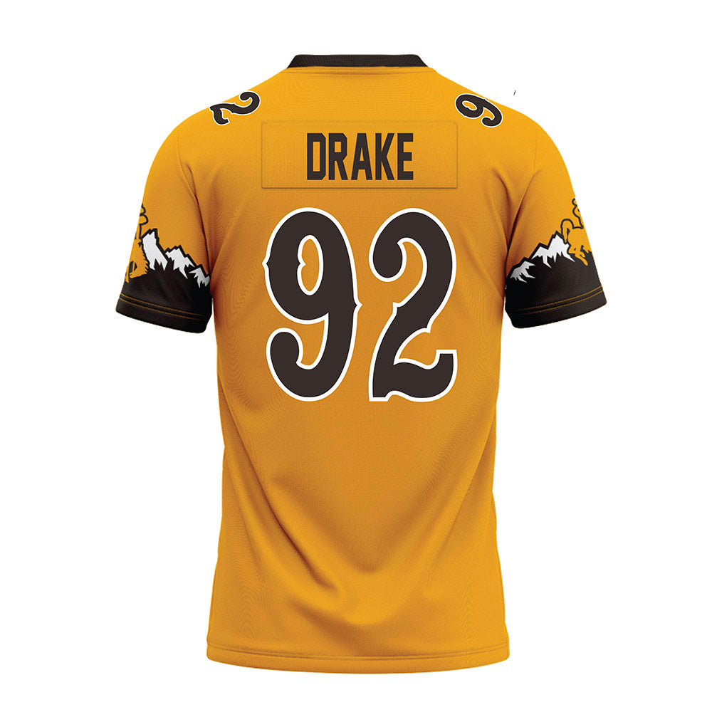 Wyoming - NCAA Football : Dante Drake - Gold Premium Football Jersey-1