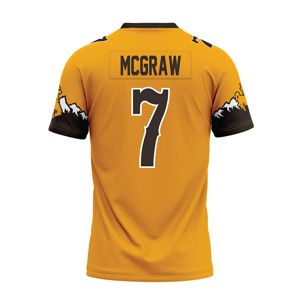 Wyoming - NCAA Football : Junus McGraw - Gold Premium Football Jersey-1