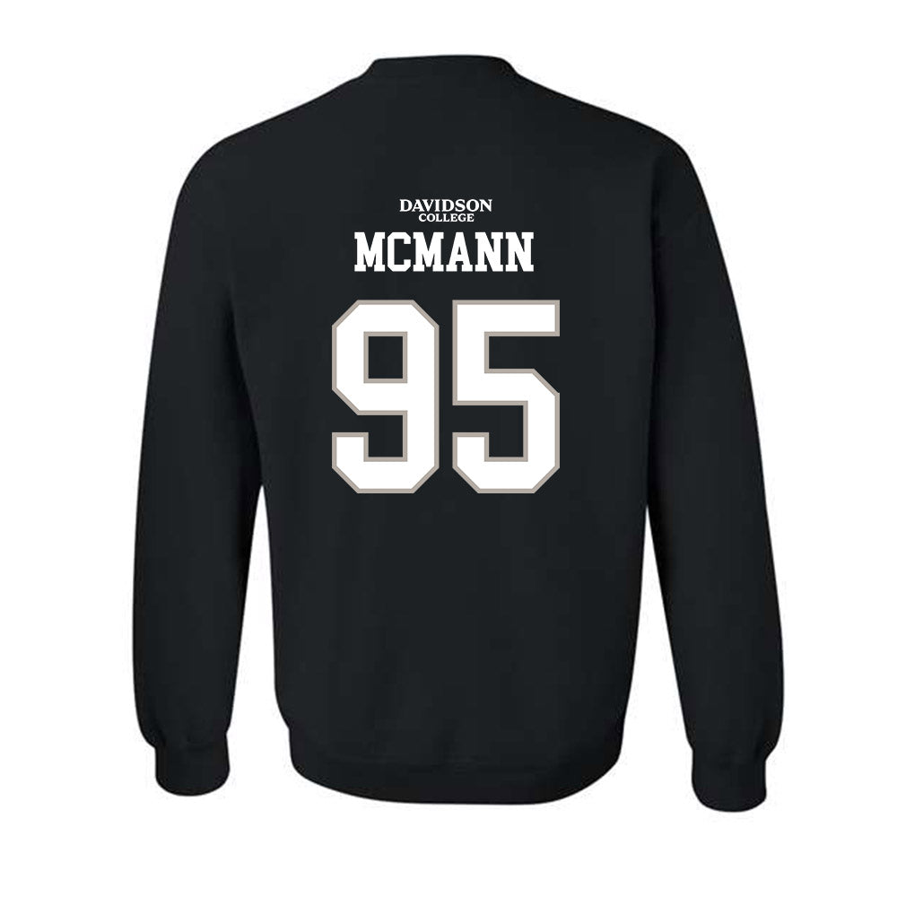 Davidson - NCAA Football : Liam McMann - Black Replica Shersey Crewneck Sweatshirt-1