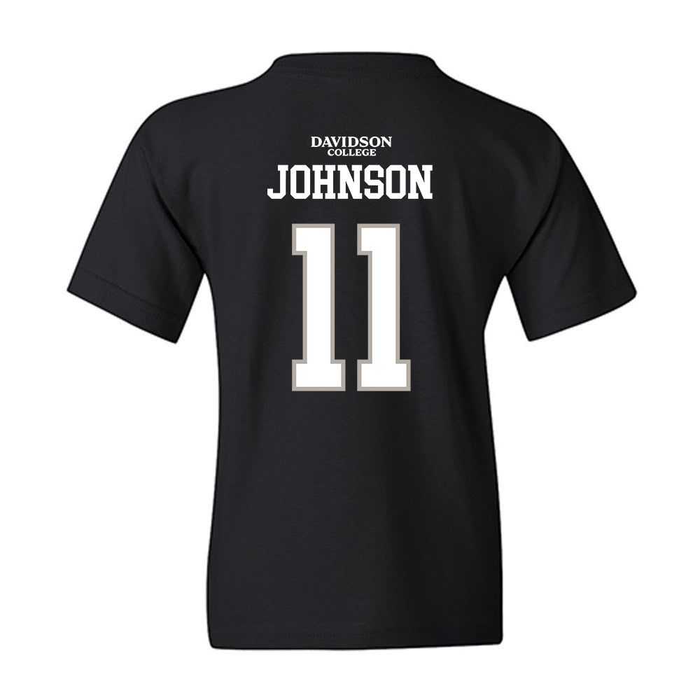 Davidson - NCAA Football : Tre Johnson - Black Replica Shersey Youth T-Shirt-1