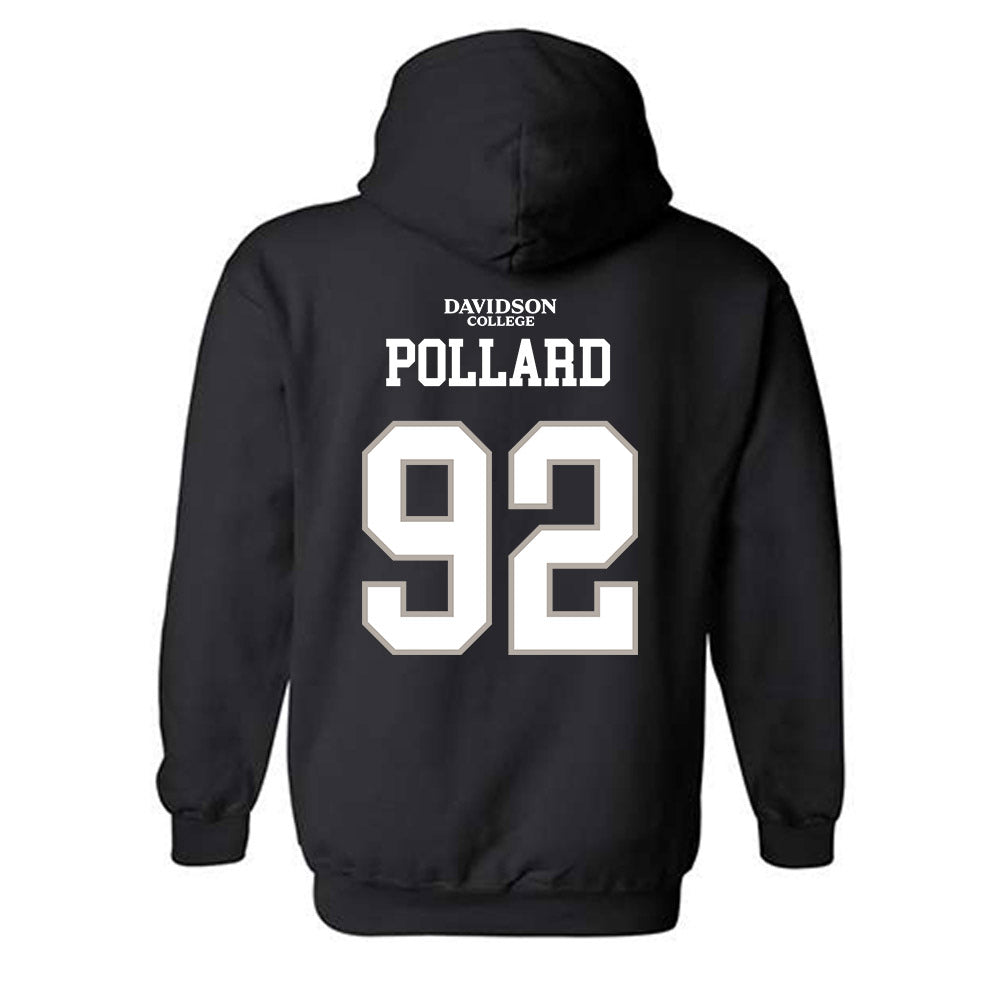 Davidson - NCAA Football : Zavier Pollard - Black Replica Shersey Hooded Sweatshirt-1