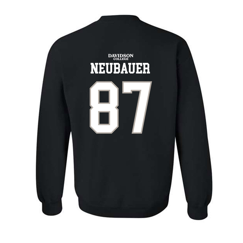 Davidson - NCAA Football : Cal Neubauer - Black Replica Shersey Crewneck Sweatshirt-1