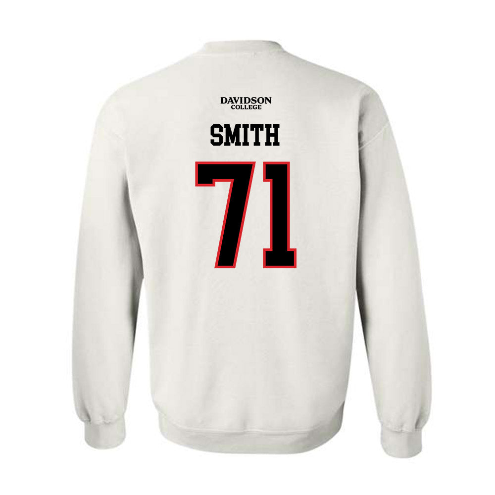 Davidson - NCAA Football : Cole Smith - White Replica Shersey Crewneck Sweatshirt-1