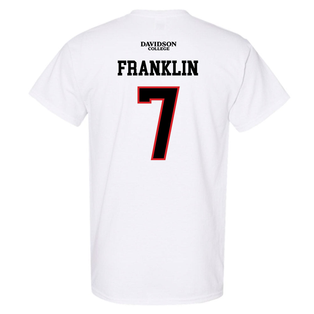 Davidson - NCAA Football : Jim Franklin - White Replica Shersey T-Shirt-1