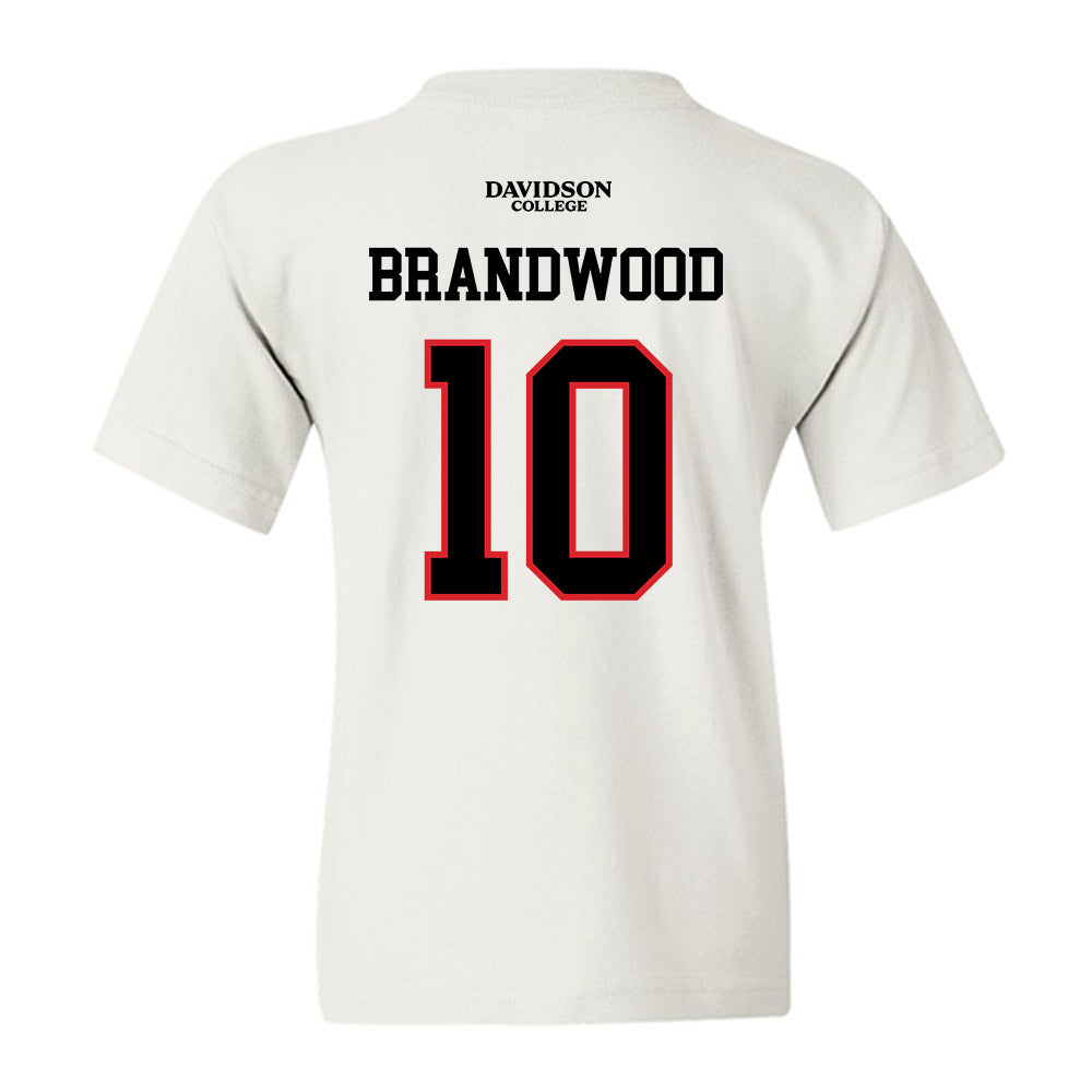 Davidson - NCAA Football : Gavin Brandwood - White Replica Shersey Youth T-Shirt-1