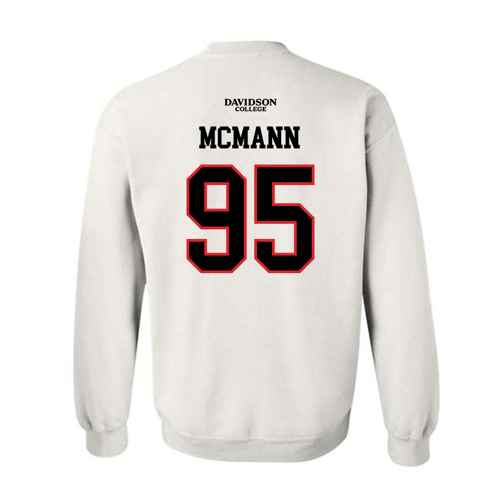 Davidson - NCAA Football : Liam McMann - White Replica Shersey Crewneck Sweatshirt-1