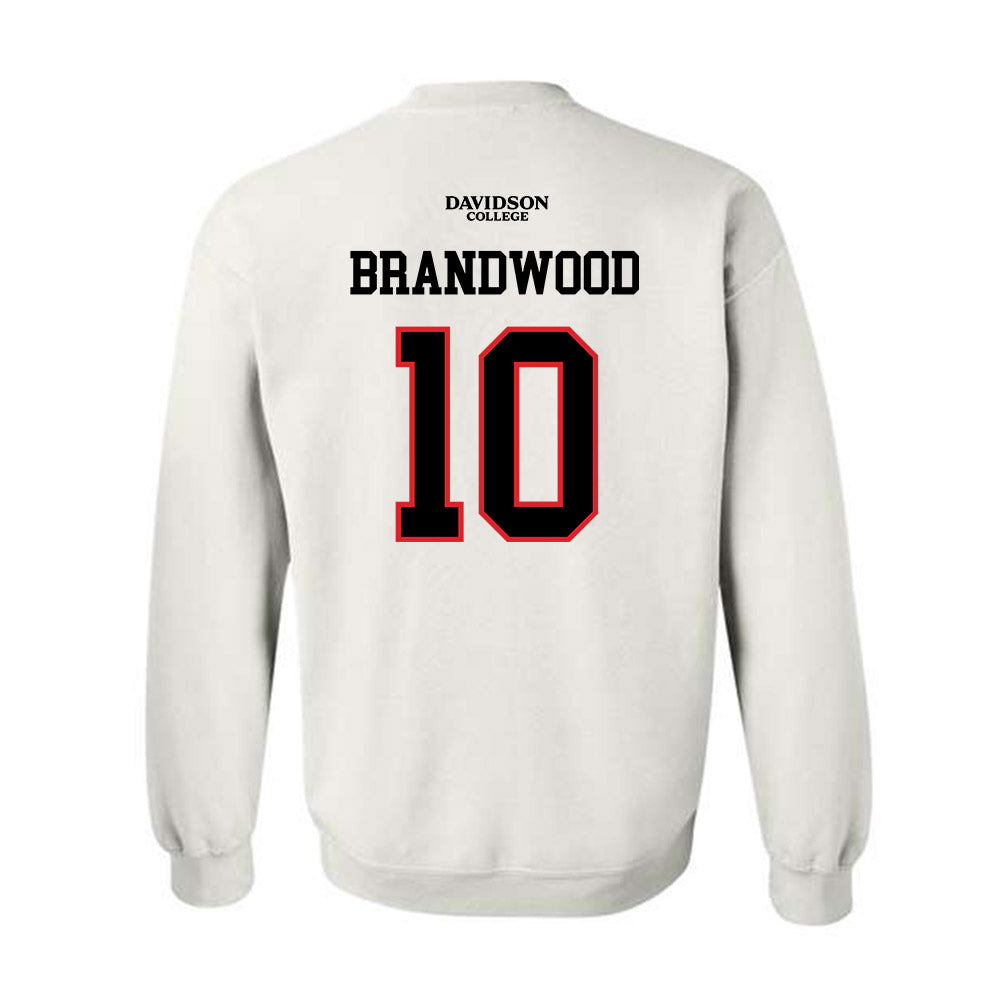 Davidson - NCAA Football : Gavin Brandwood - White Replica Shersey Crewneck Sweatshirt-1