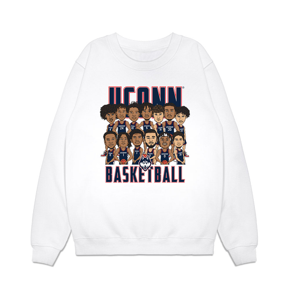 UConn - NCAA Men's Basketball : - Team Caricature Premium Crewneck Sweatshirt-0