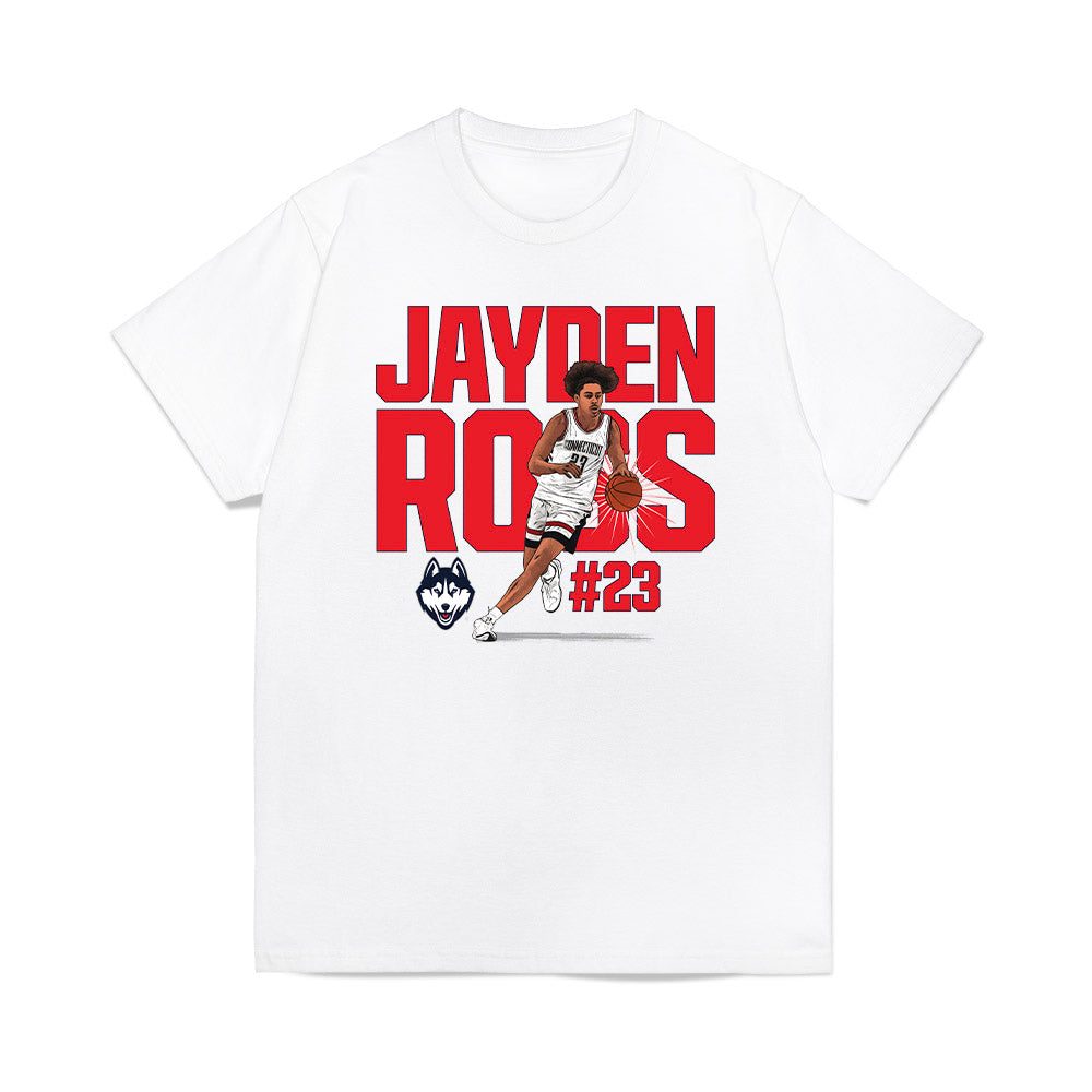 UConn - NCAA Men's Basketball : Jayden Ross - Caricature Premium T-Shirt-0