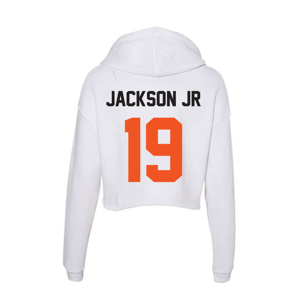 Oklahoma State - NCAA Football : DJ Jackson Jr - Women's Crop Fleece Hooded Sweatshirt-1