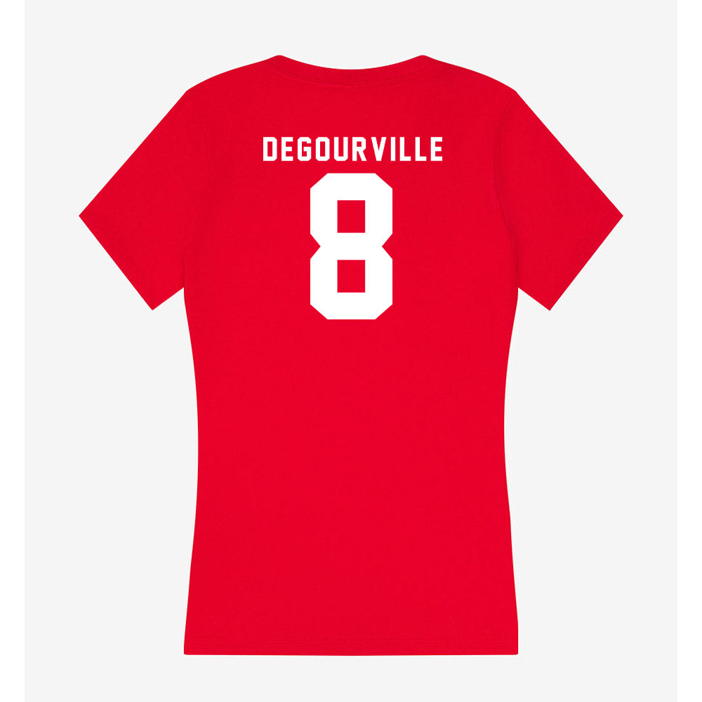 Nebraska - NCAA Men's Basketball : Taj Degourville - Women's V-Neck T-Shirt-1