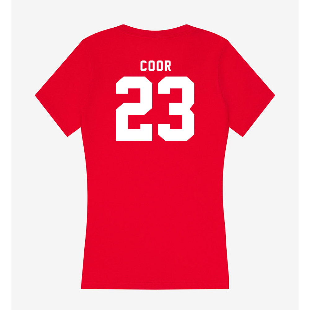 Nebraska - NCAA Softball : Hannah Coor - Women's V-Neck T-Shirt-1