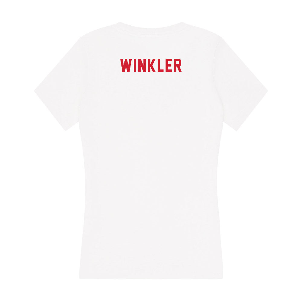 NC State - NCAA Men's Swimming & Diving : Kaii Winkler - Women's V-Neck T-Shirt-1