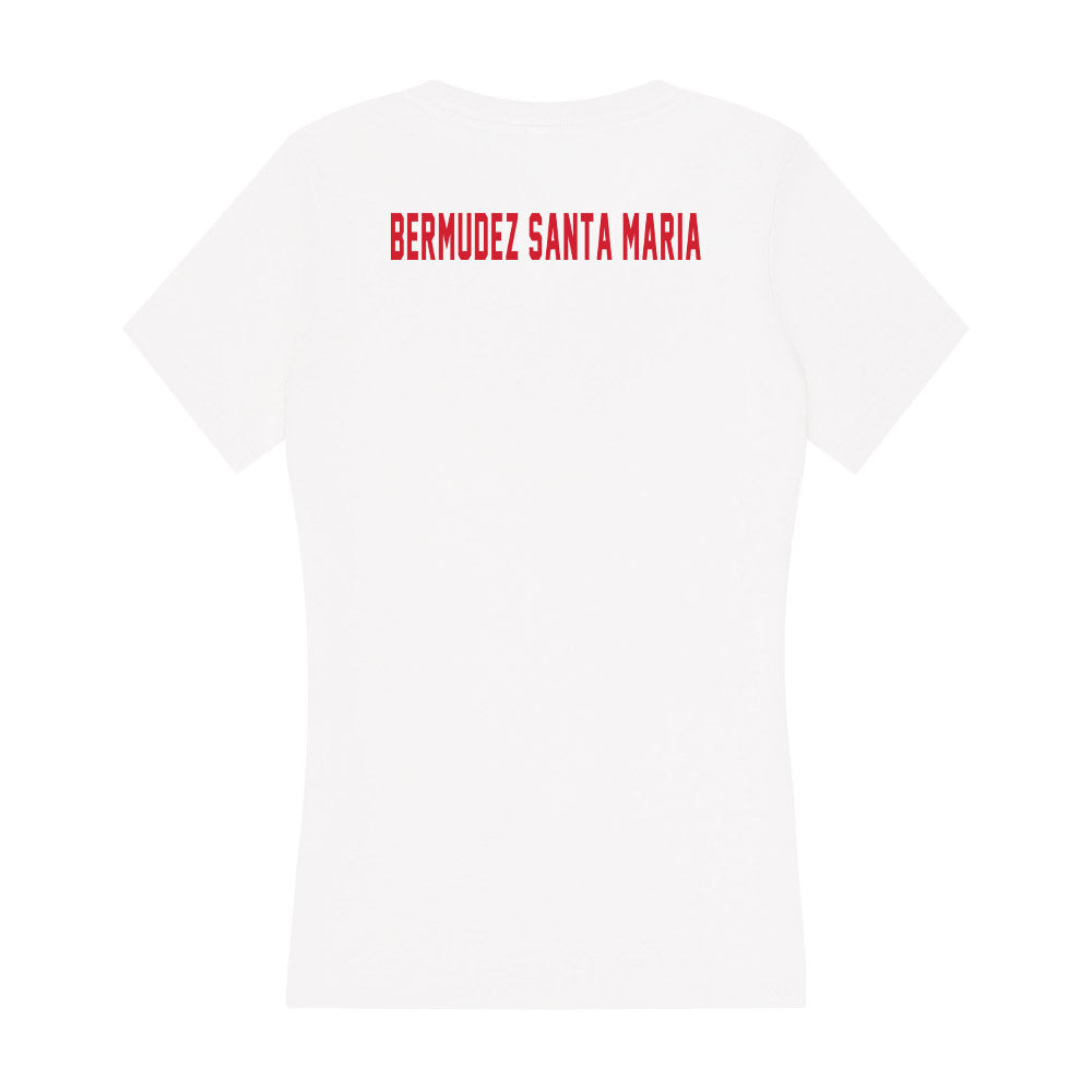 NC State - NCAA Men's Swimming & Diving : Simon Bermudez Santa Maria - Women's V-Neck T-Shirt-1