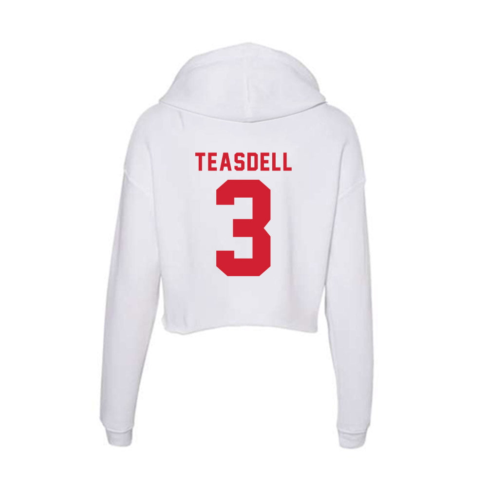 NC State - NCAA Football : Tristan Teasdell - Women's Crop Fleece Hooded Sweatshirt-1