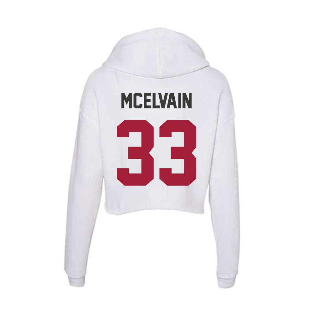 Arkansas - NCAA Baseball : Ethan McElvain - Women's Crop Fleece Hoodie-1