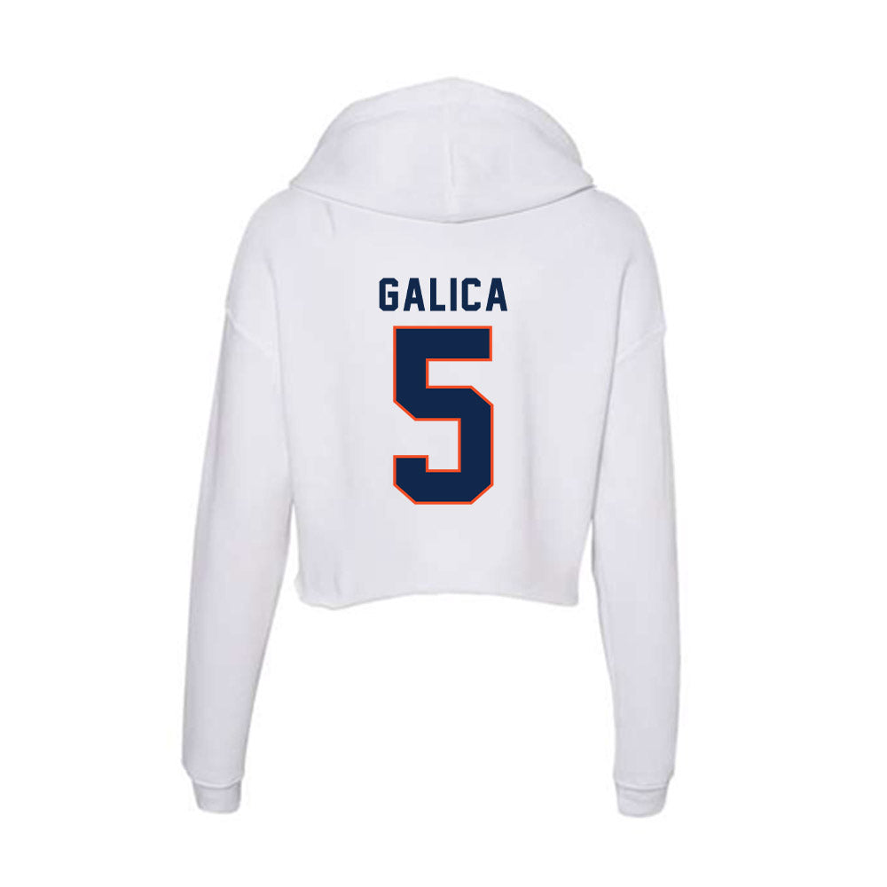 Virginia - NCAA Women's Lacrosse : Kate Galica - Women's Crop Fleece Hoodie-1
