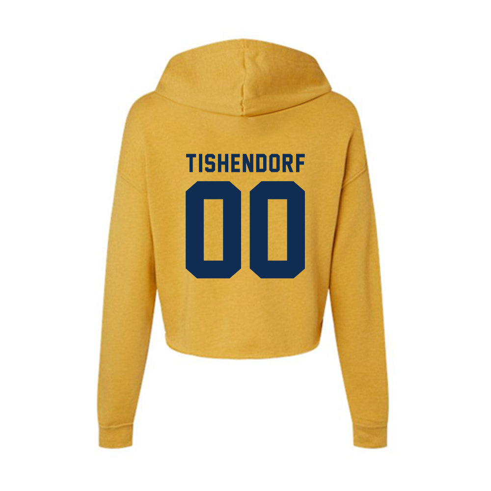 West Virginia - NCAA Football : Noah Tishendorf - Women's Crop Fleece Hooded Sweatshirt-1