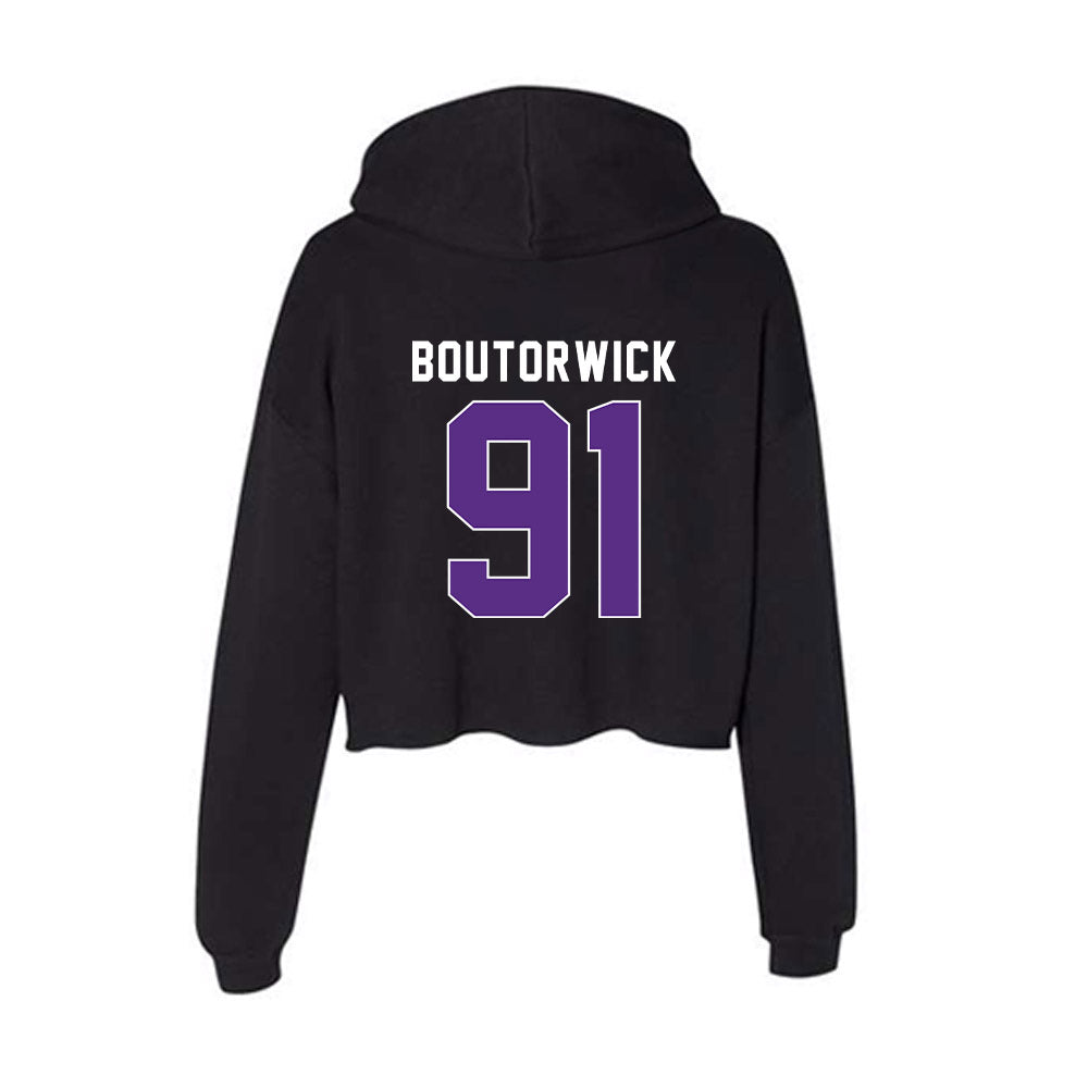 Northwestern - NCAA Football : Evan Boutorwick - Women's Crop Fleece Hoodie-1