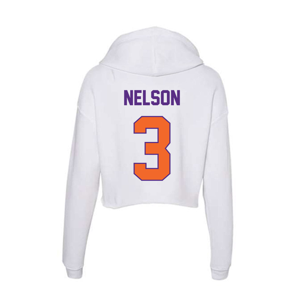 Clemson - NCAA Women's Basketball : Mackenzie Nelson - Women's Crop Fleece Hooded Sweatshirt-1