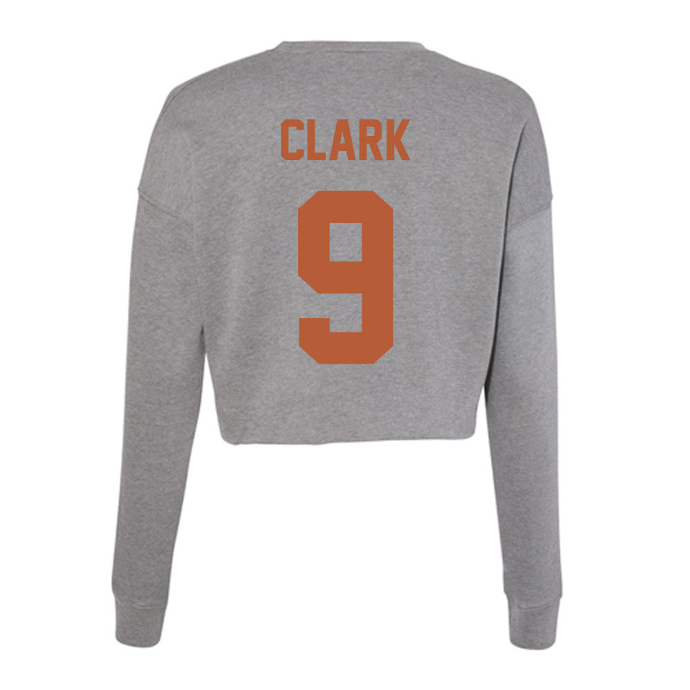 Texas - NCAA Men's Basketball : John Clark - Women's Cropped Crew Fleece-1