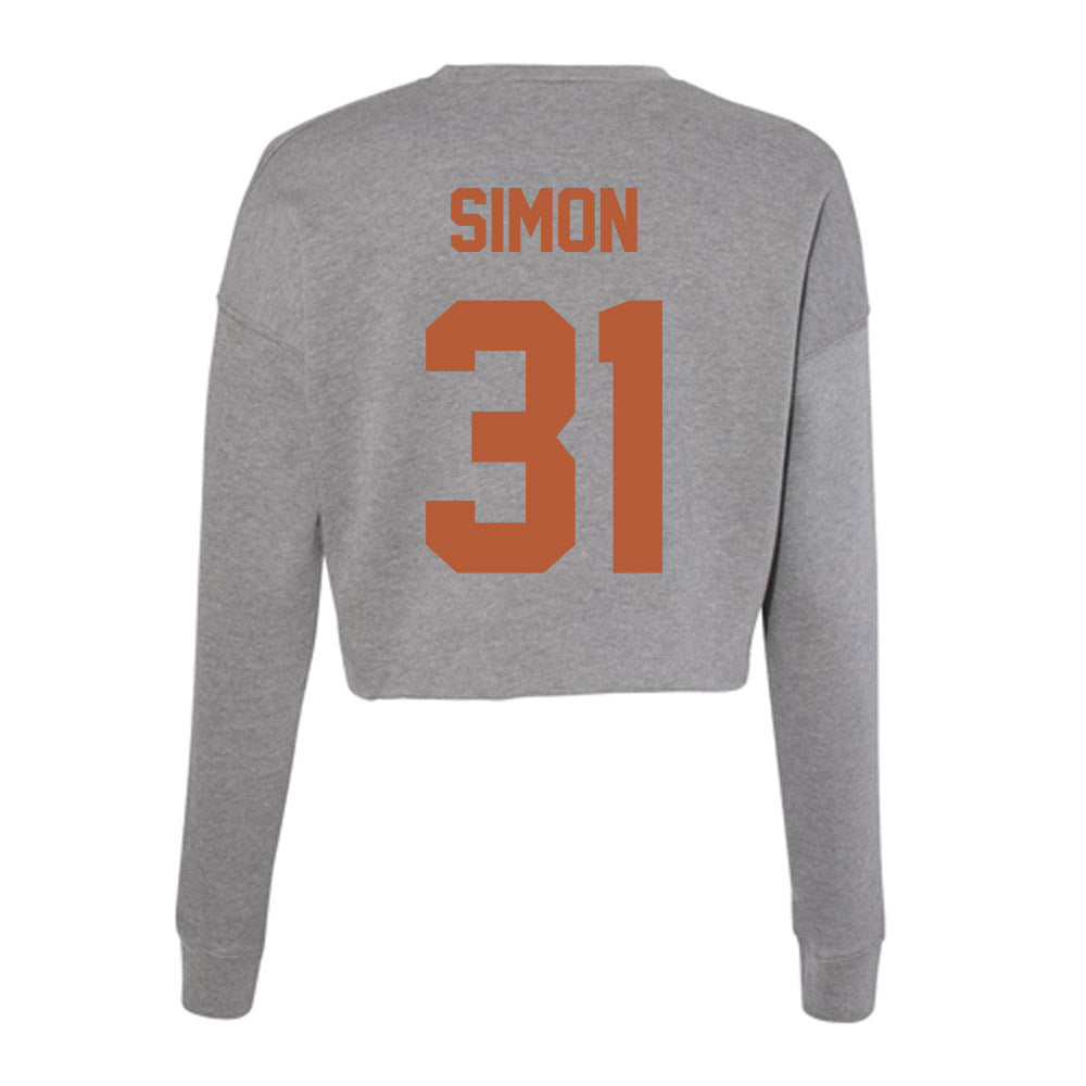 Texas - NCAA Football : James Simon - Women's Cropped Crew Fleece-1
