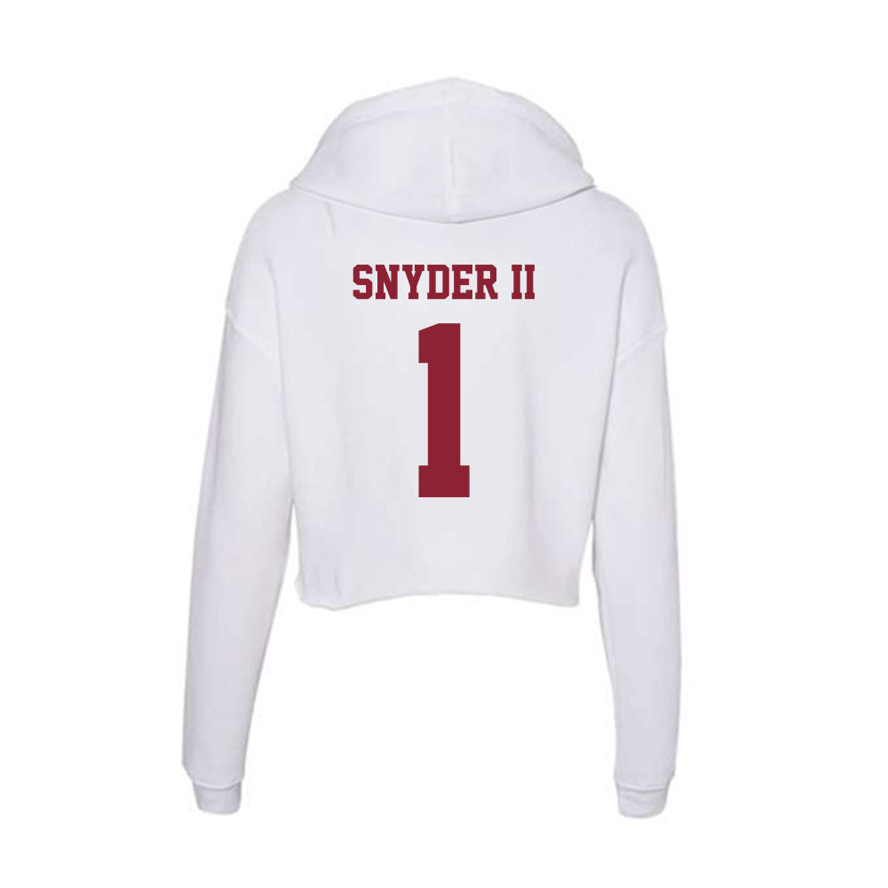 UMass - NCAA Football : Dd Snyder II - Women's Crop Fleece Hooded Sweatshirt-1