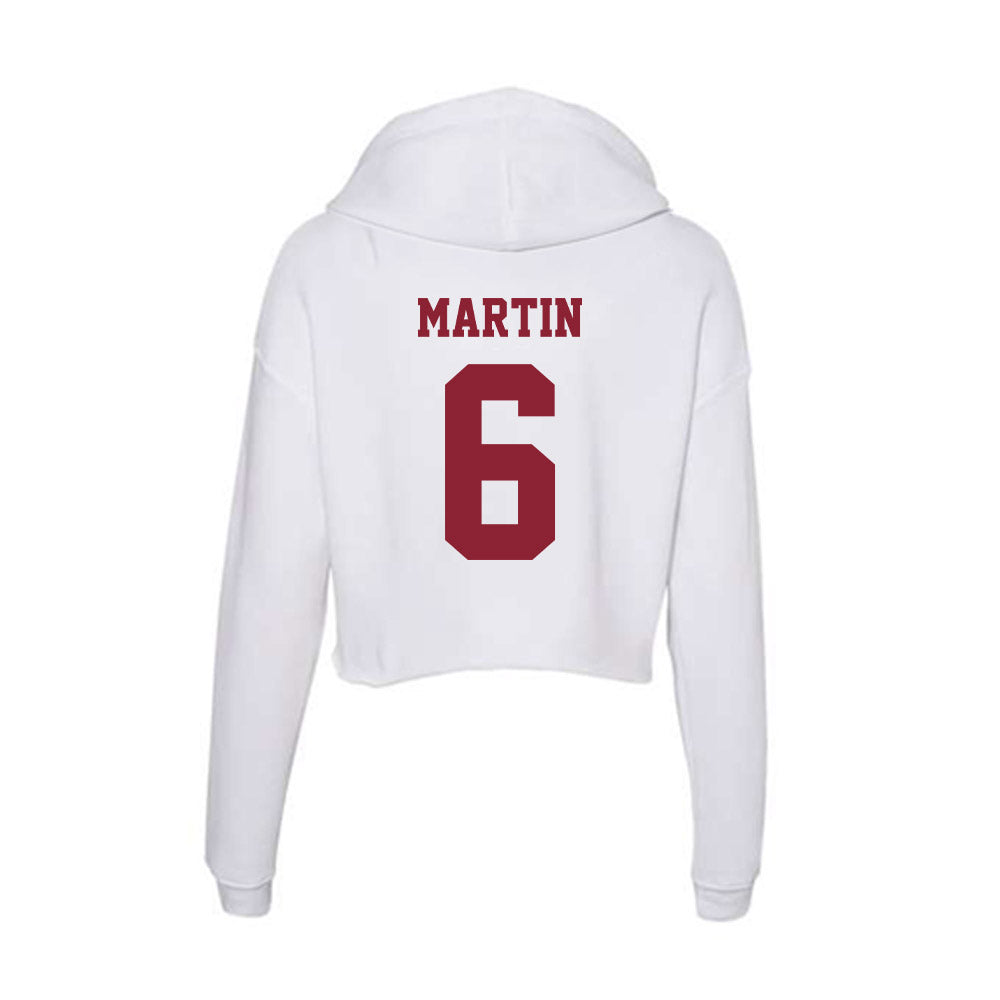 UMass - NCAA Men's Basketball : Christian Martin - Women's Crop Fleece Hooded Sweatshirt-1