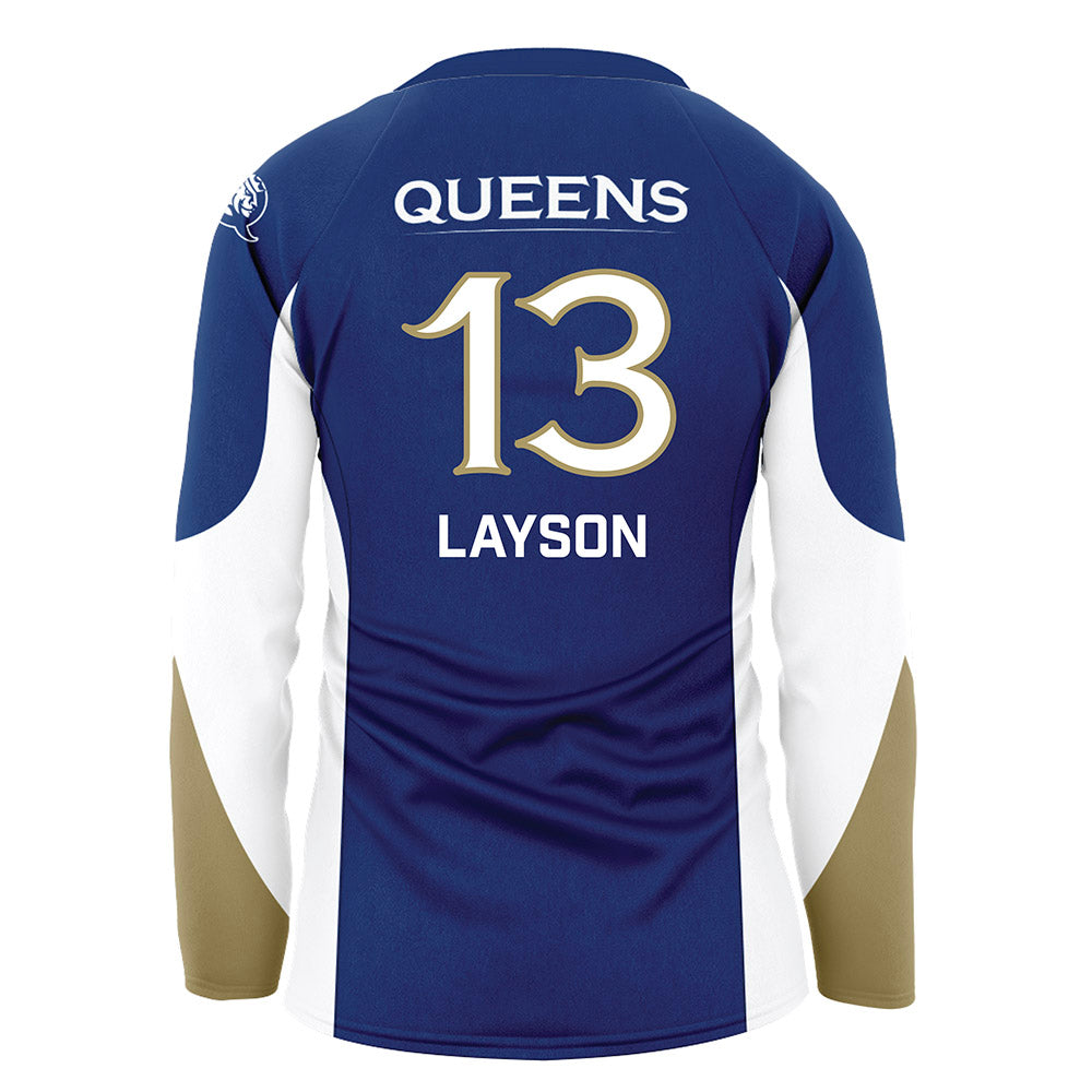 Queens - NCAA Women's Volleyball : Elizabeth Layson - Blue Volleyball Jersey-1