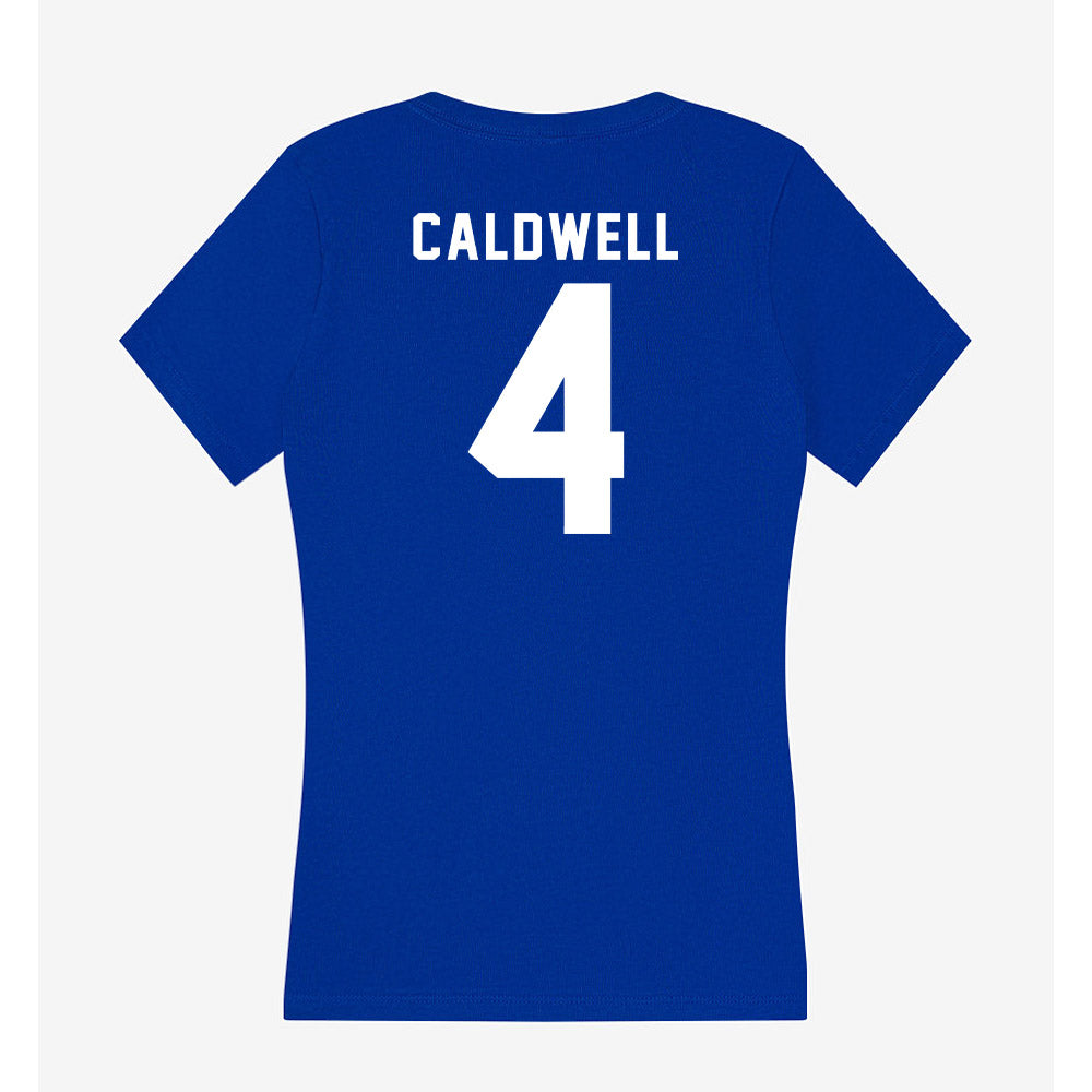 Delaware - NCAA Women's Basketball : London Caldwell - Women's V-Neck T-Shirt-1